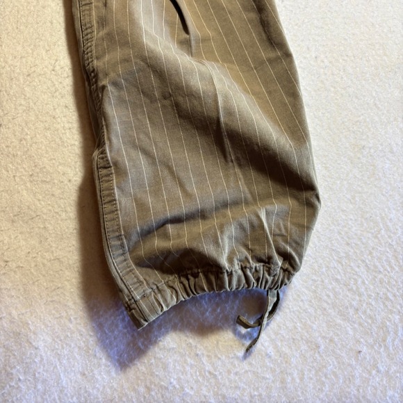 Vintage Stussy Mens Cargo Pants Tan Pinstripe Drawstring Bottom Size‎ 30 Cotton - Picture 3 of 12